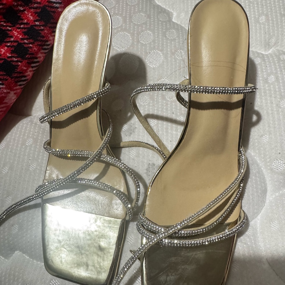 Elegant Silver Strappy Women's Heels